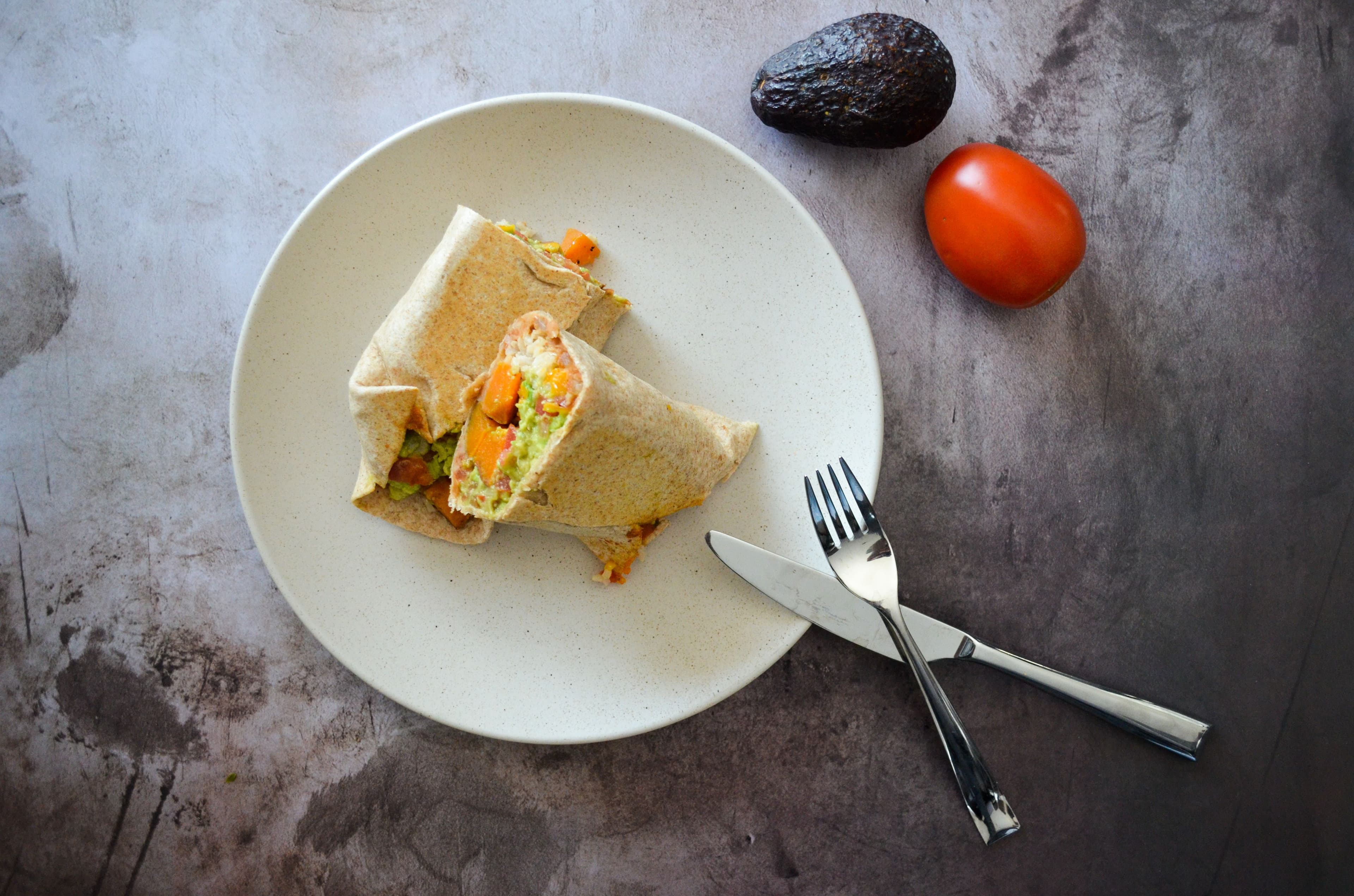 Refried Bean & Sweet Potato Burritos