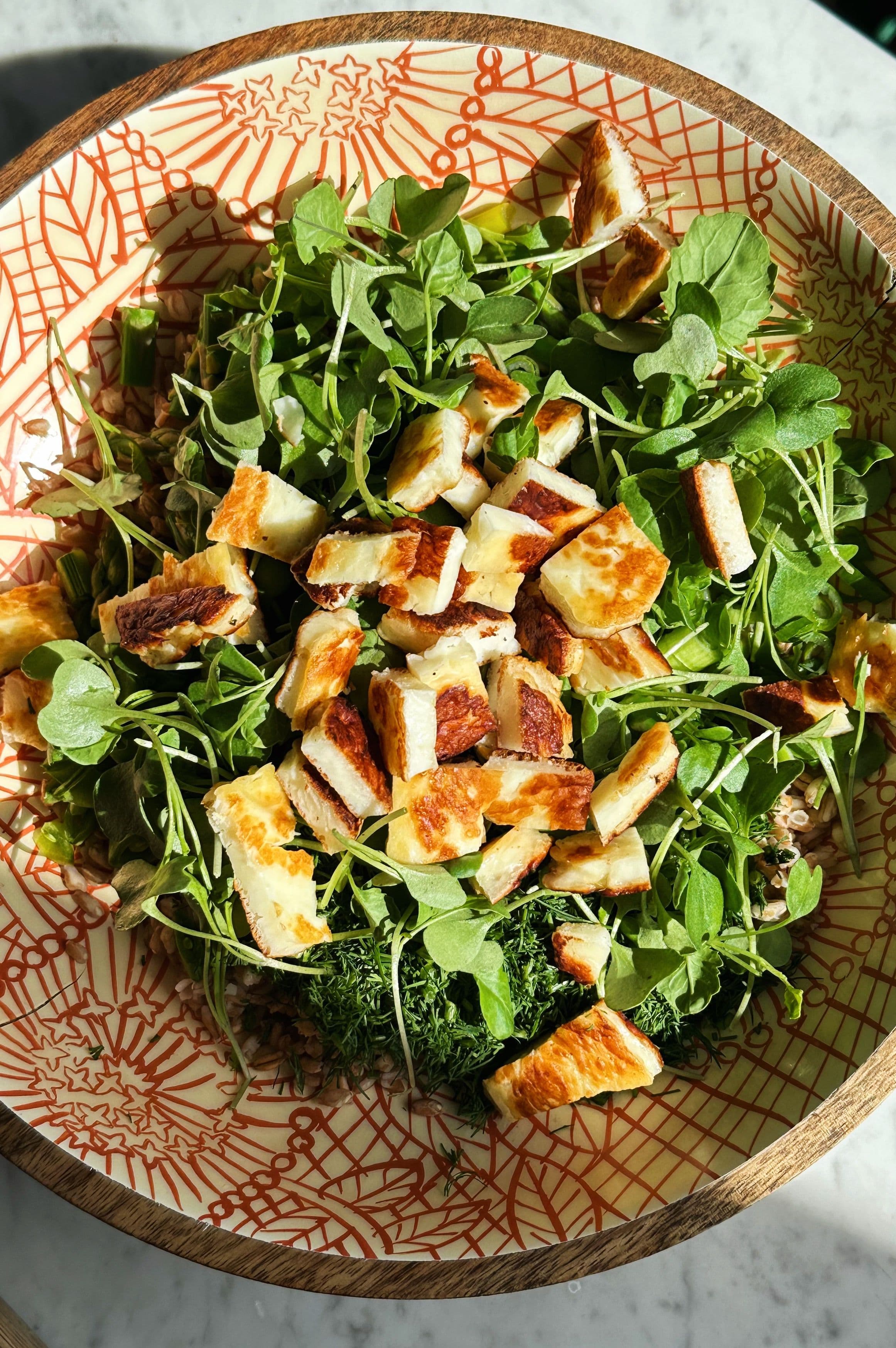Spring Farro Salad with Lemon Shallot Dressing