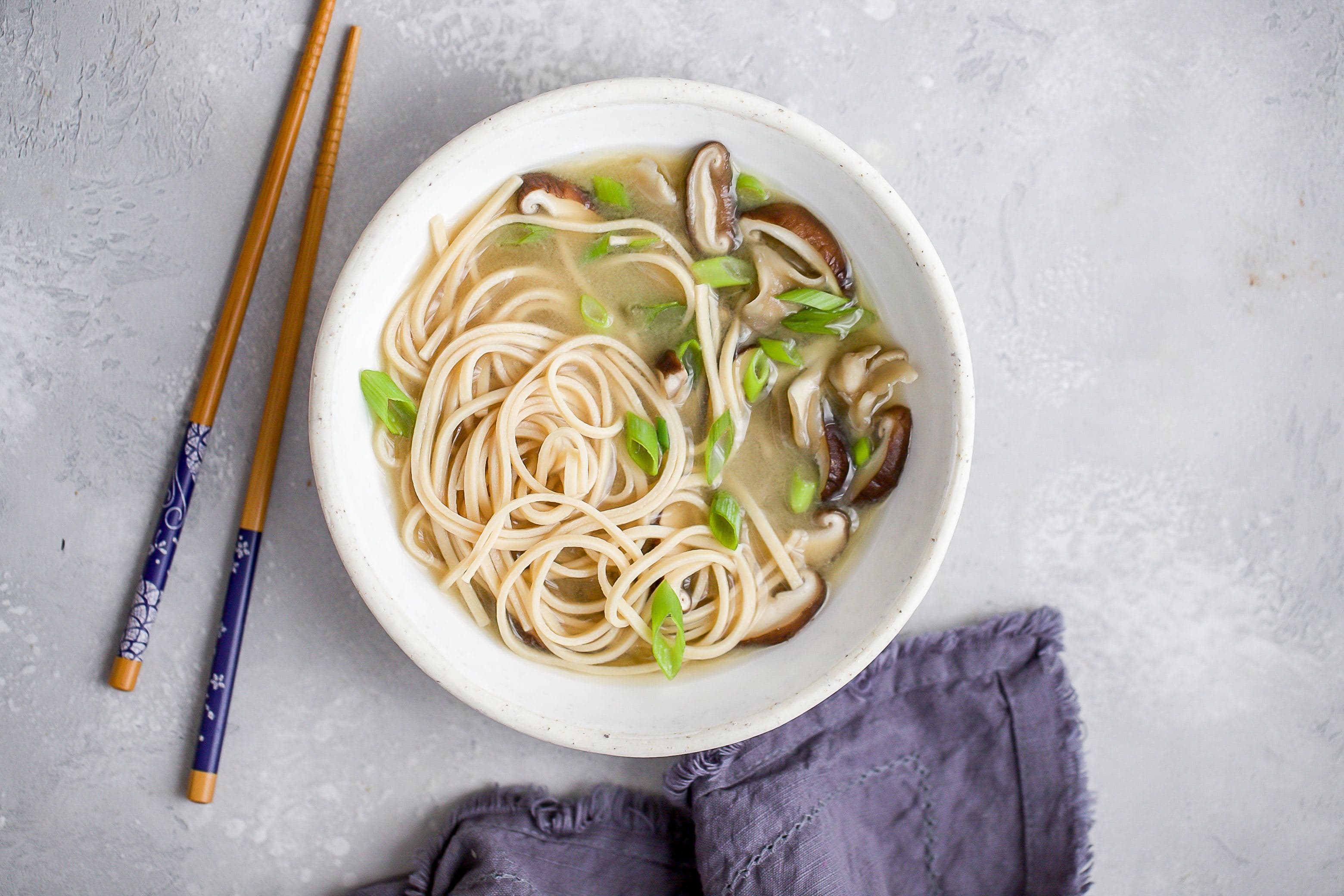 Miso Soup with Mushrooms & Noodles