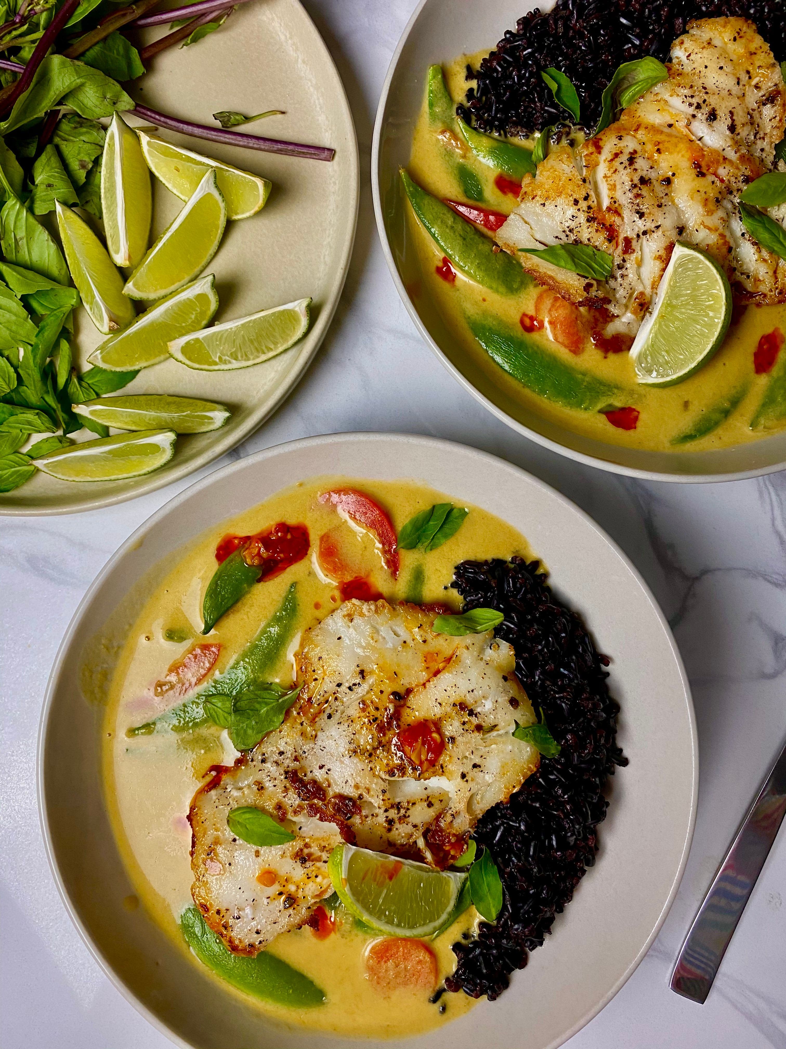 Thai Green Curry with Crispy Cod