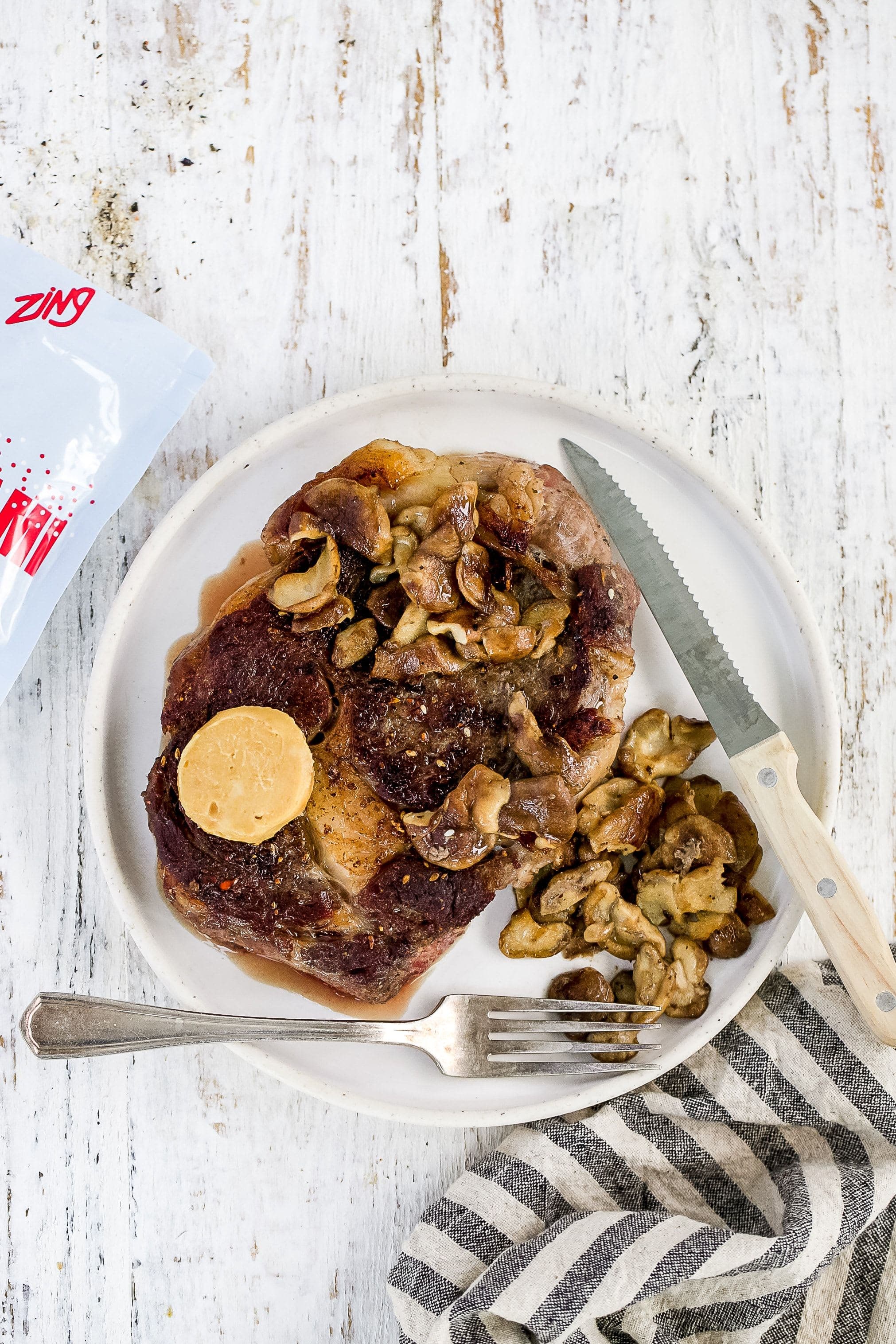 Miso Butter Steak with Mushrooms
