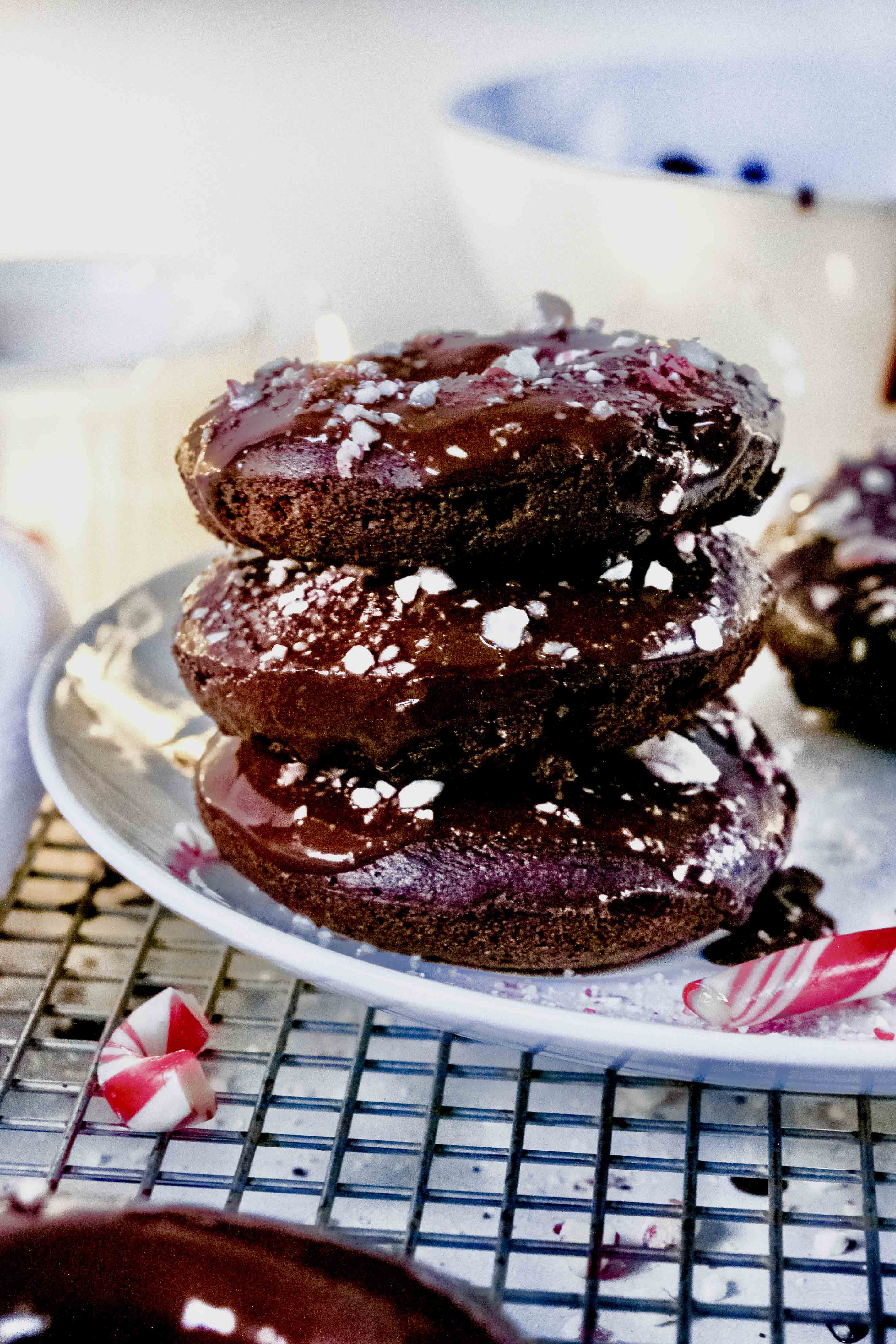 Chocolate Candy Cane Donuts