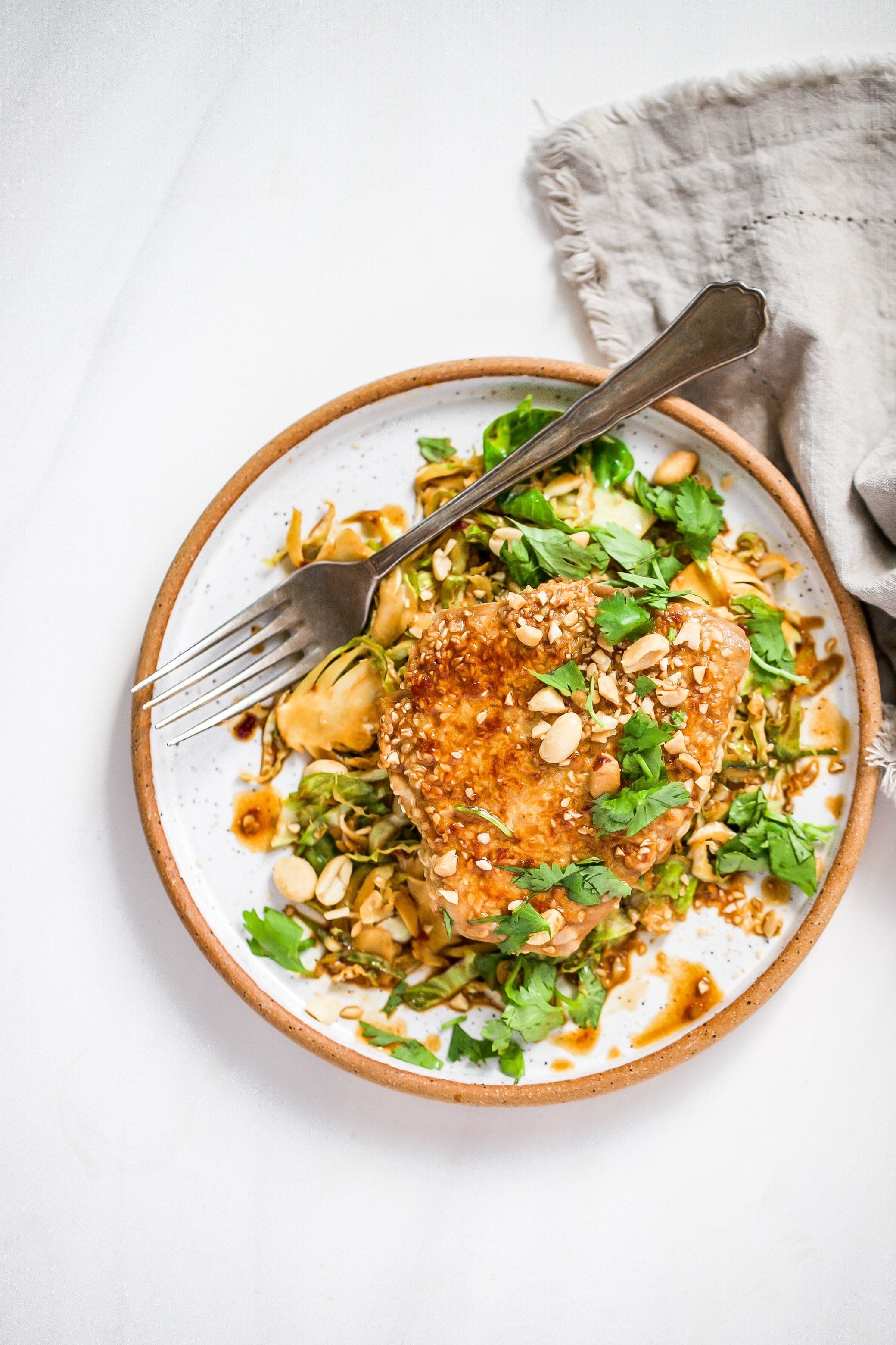 Tuna Steak with Brussels Slaw