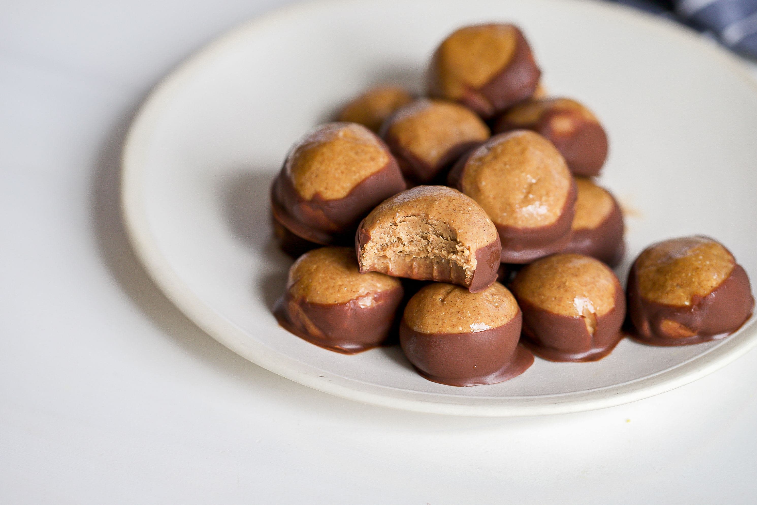 Chocolate Dipped Almond Protein Bites
