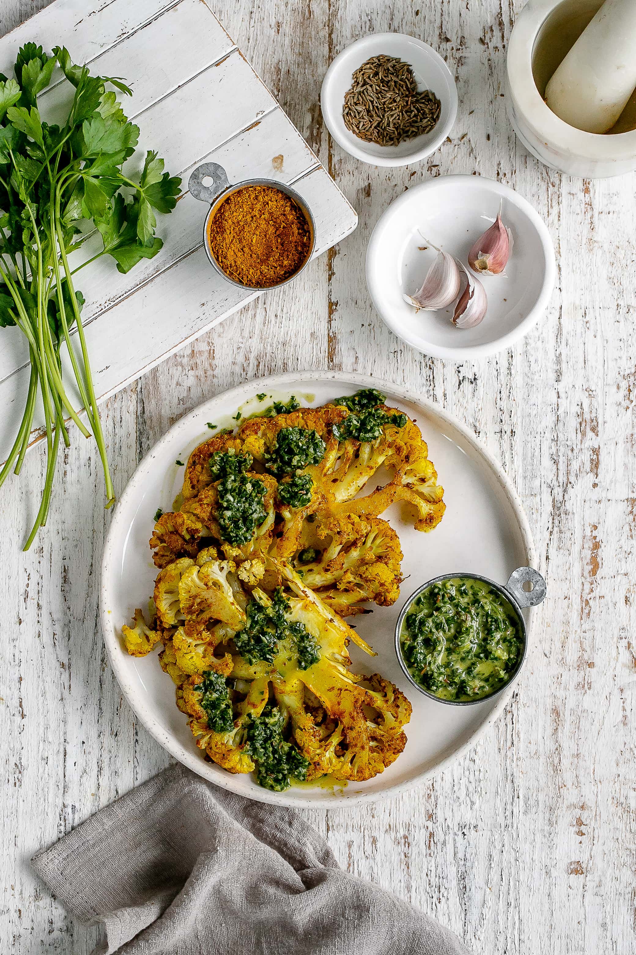 Roasted Shawarma Spiced Cauliflower Steaks