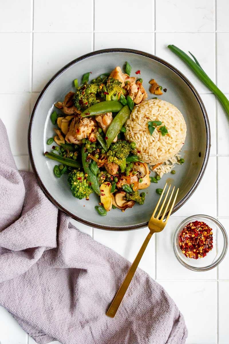 Spring Vegetable and Chicken Stir Fry