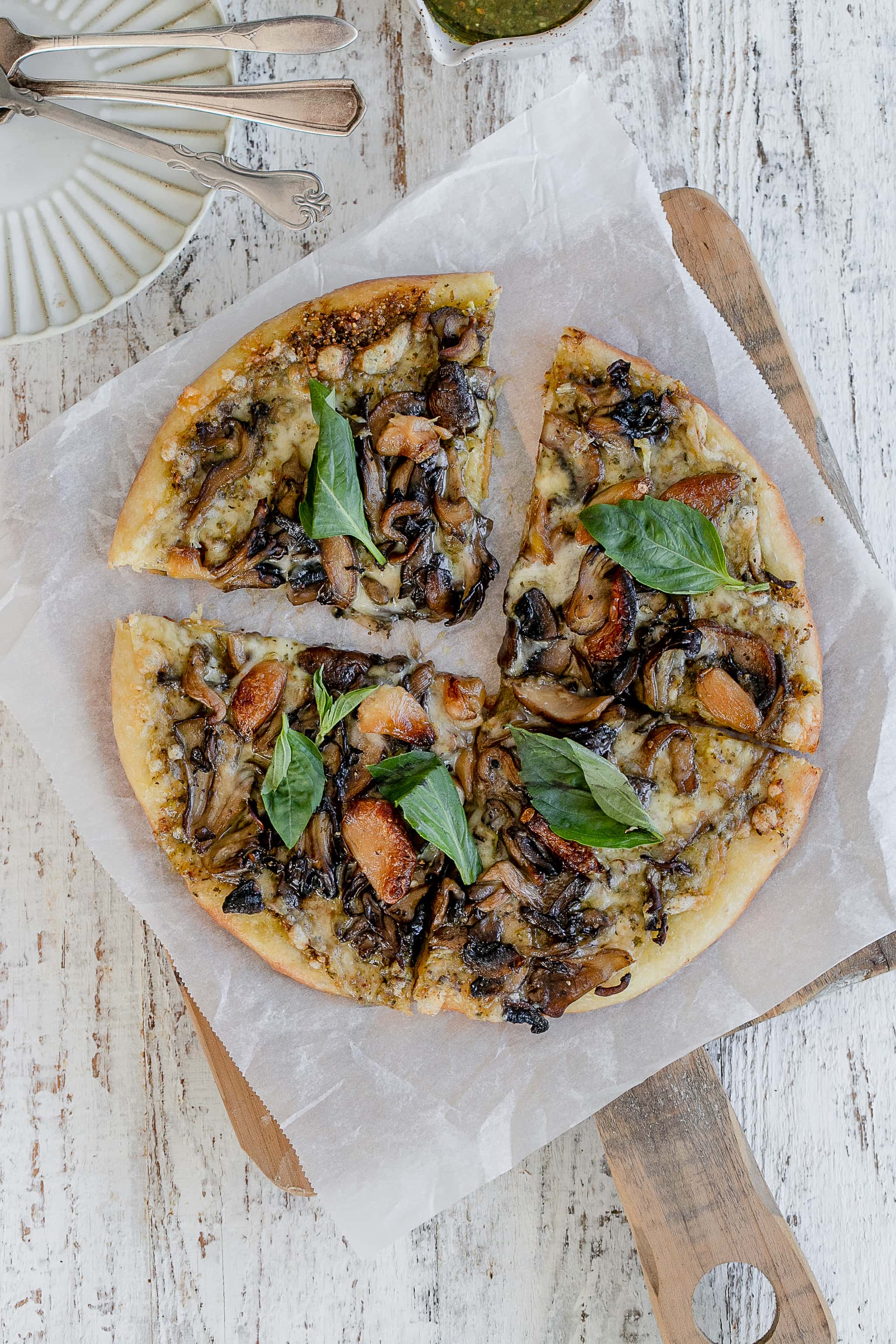 Mushroom Pesto Pizza