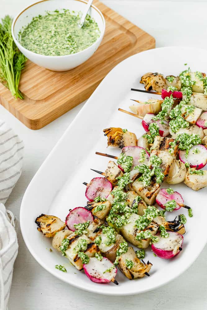 Grilled Halloumi and Veggie Skewers