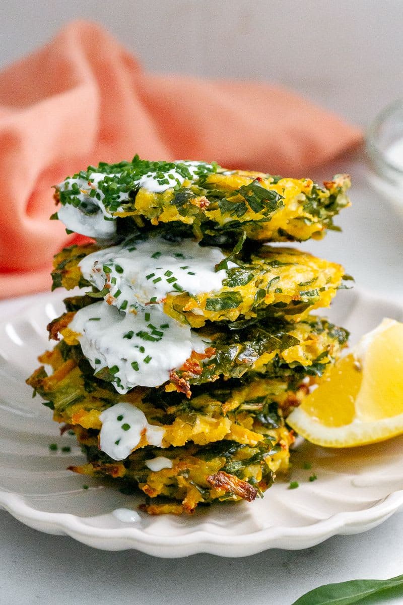 Baked Dandelion & Squash Fritters