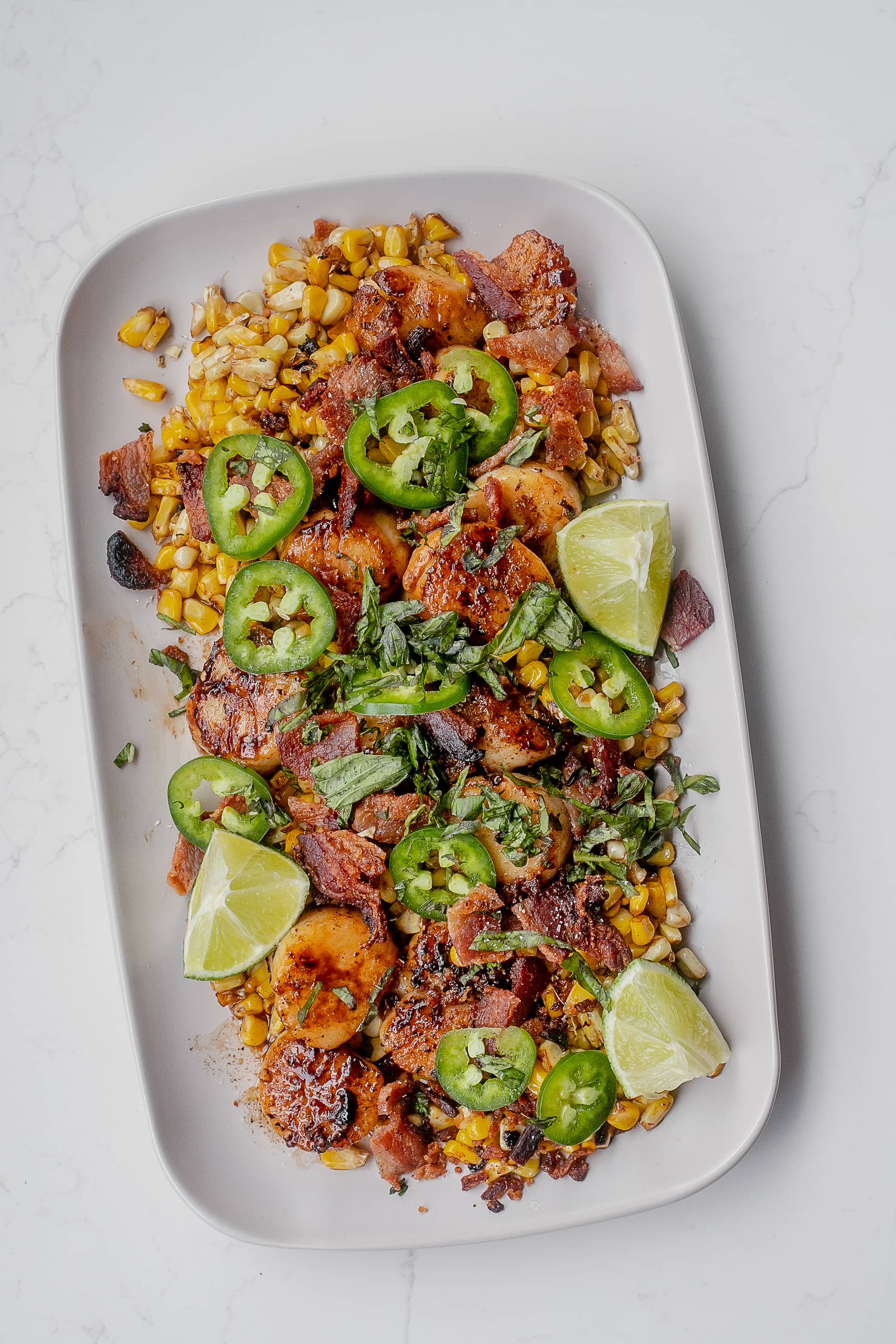 Lime Butter Scallops with Corn