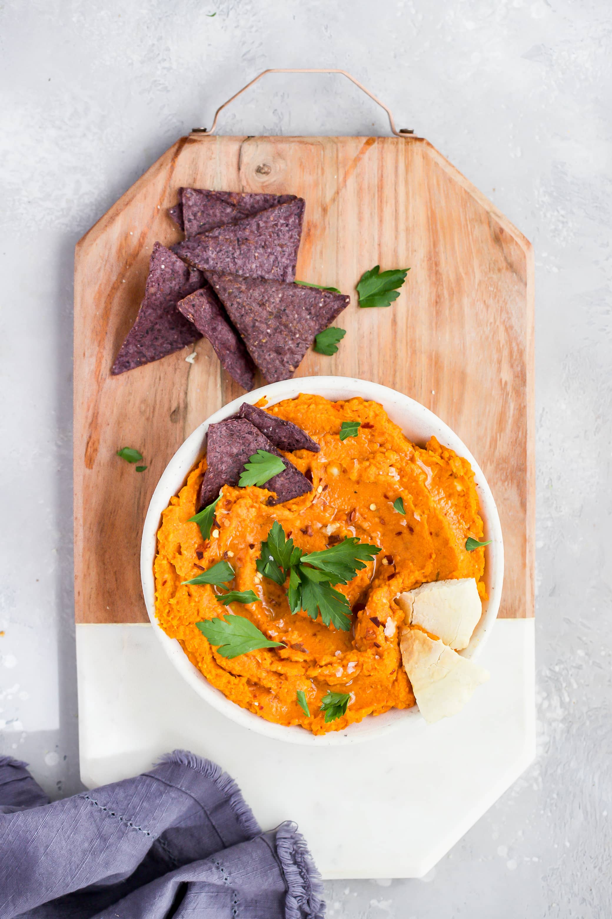 Harissa Carrot Lentil Hummus