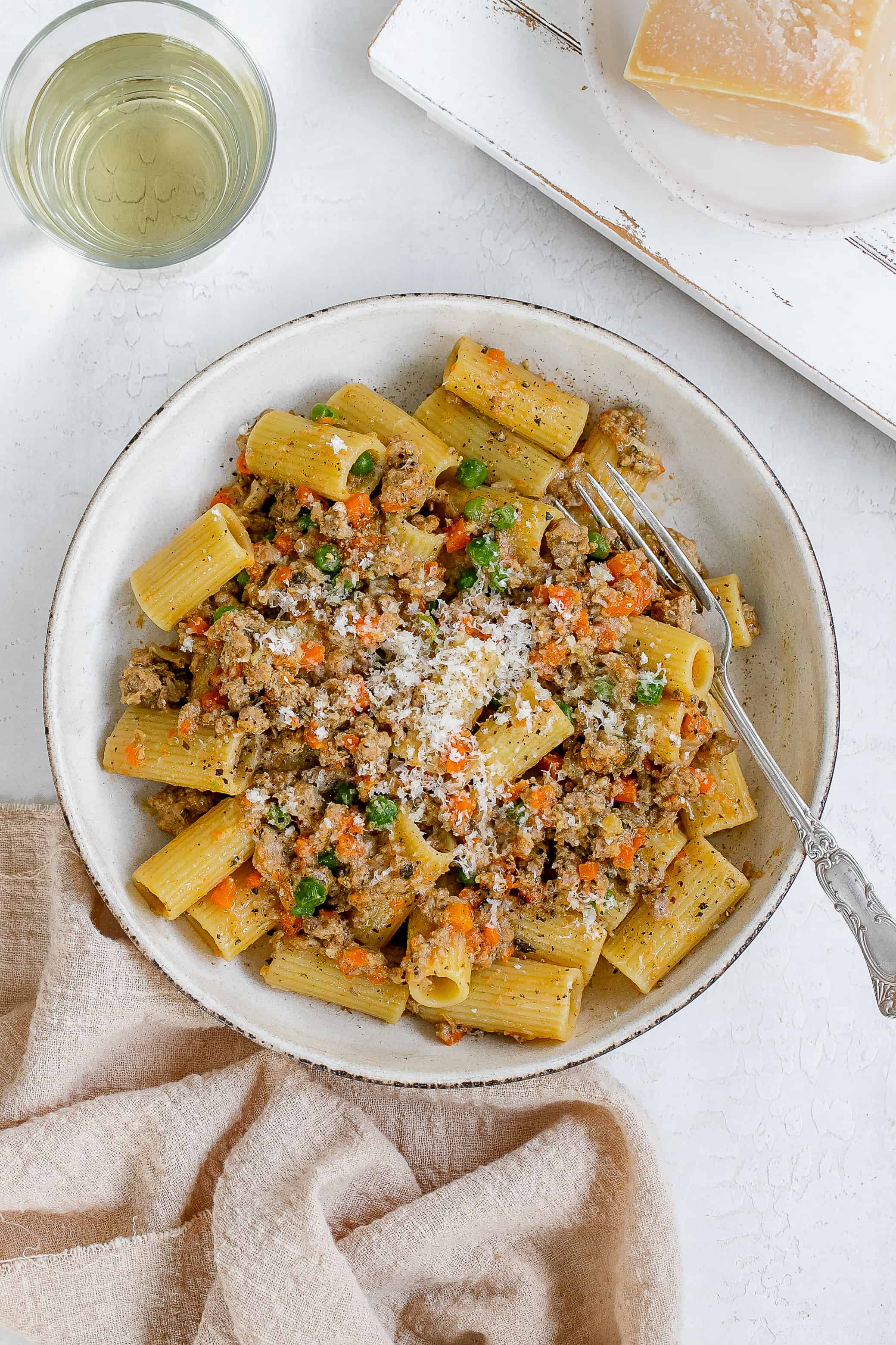 Lamb Bolognese Pasta with Peas