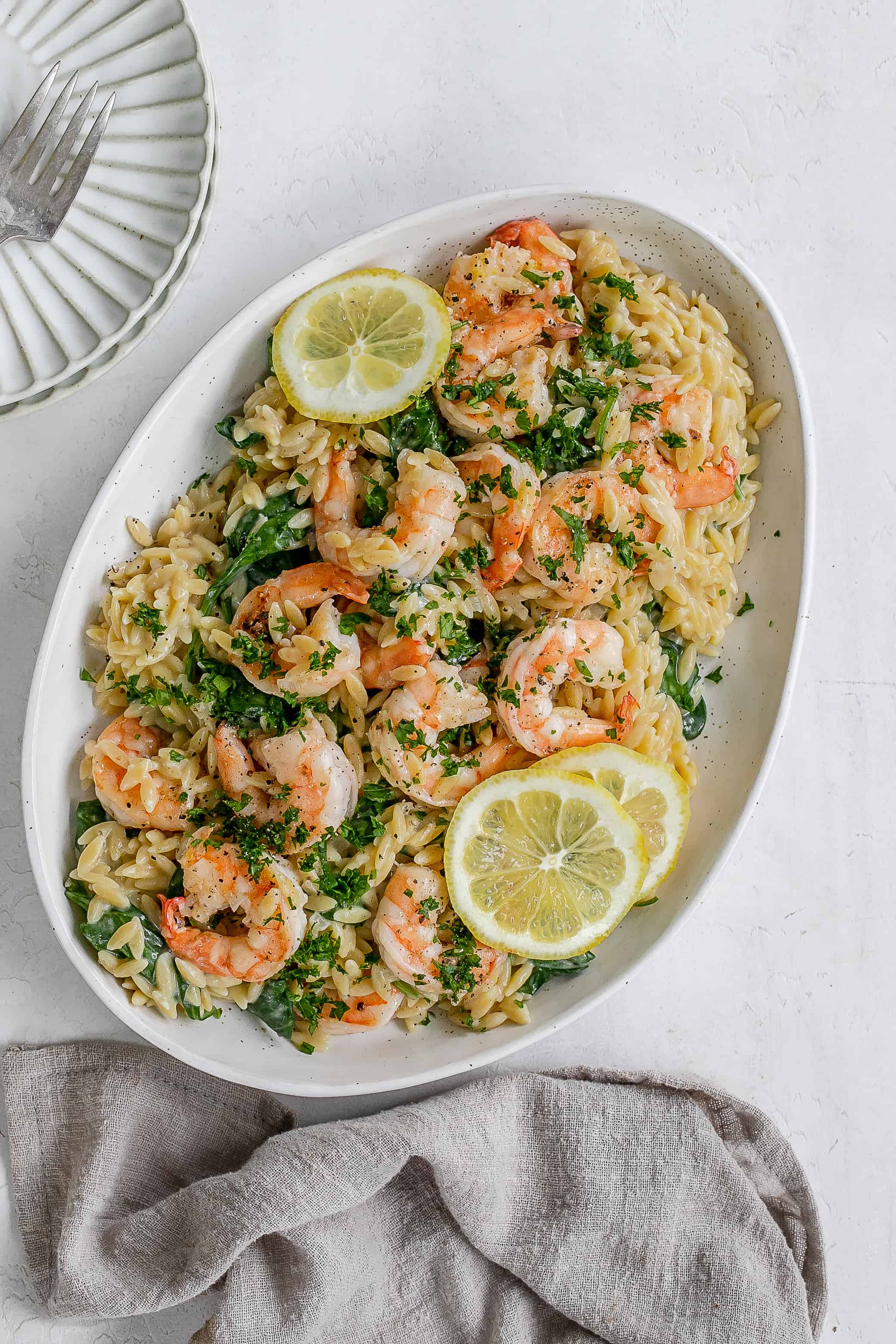 Creamy Lemon Orzo with Shrimp