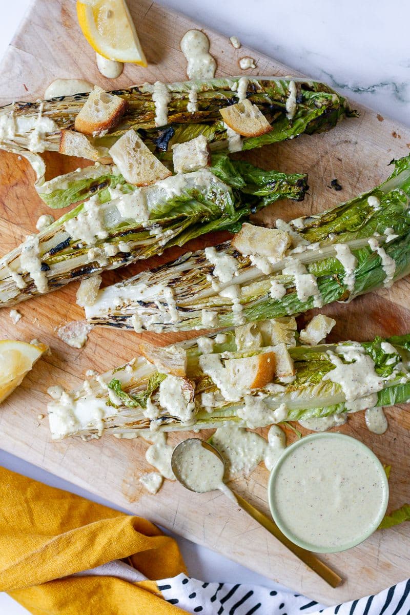 Grilled Romaine with Vegan Caesar Dressing