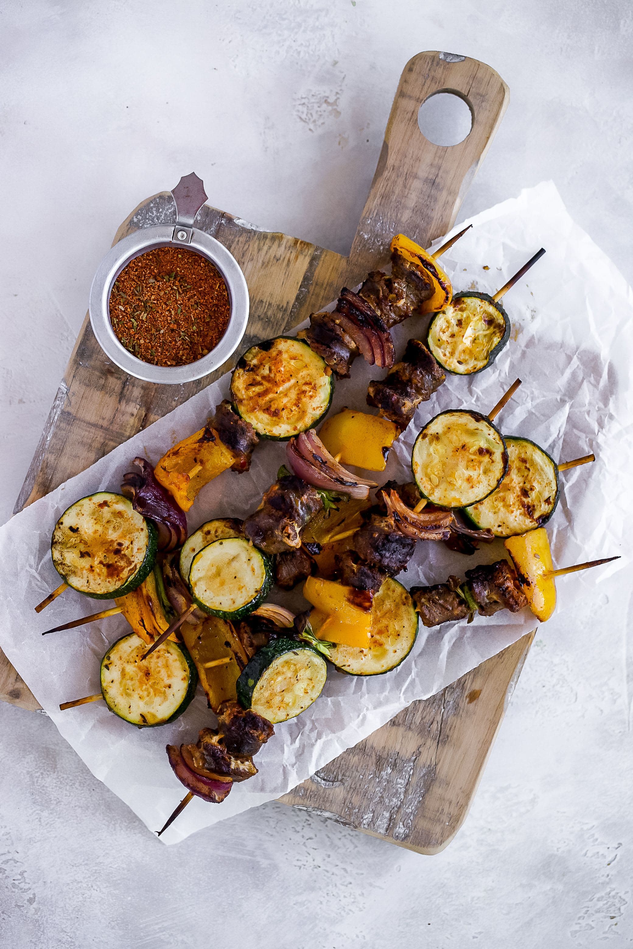 Cajun Spiced Sausage and Veggie Skewers