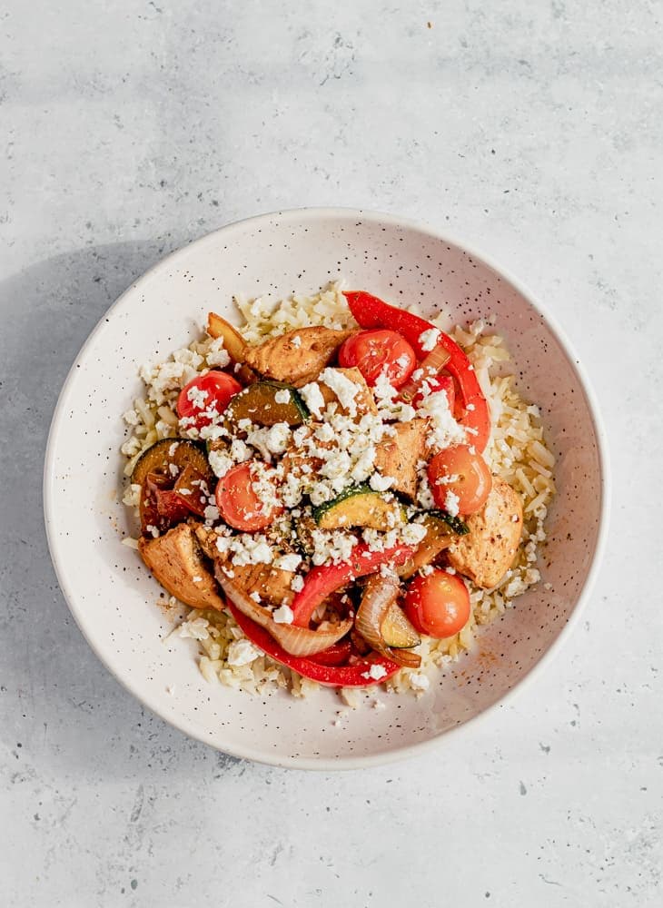 Mediterranean Stir-Fry with Cauliflower Rice