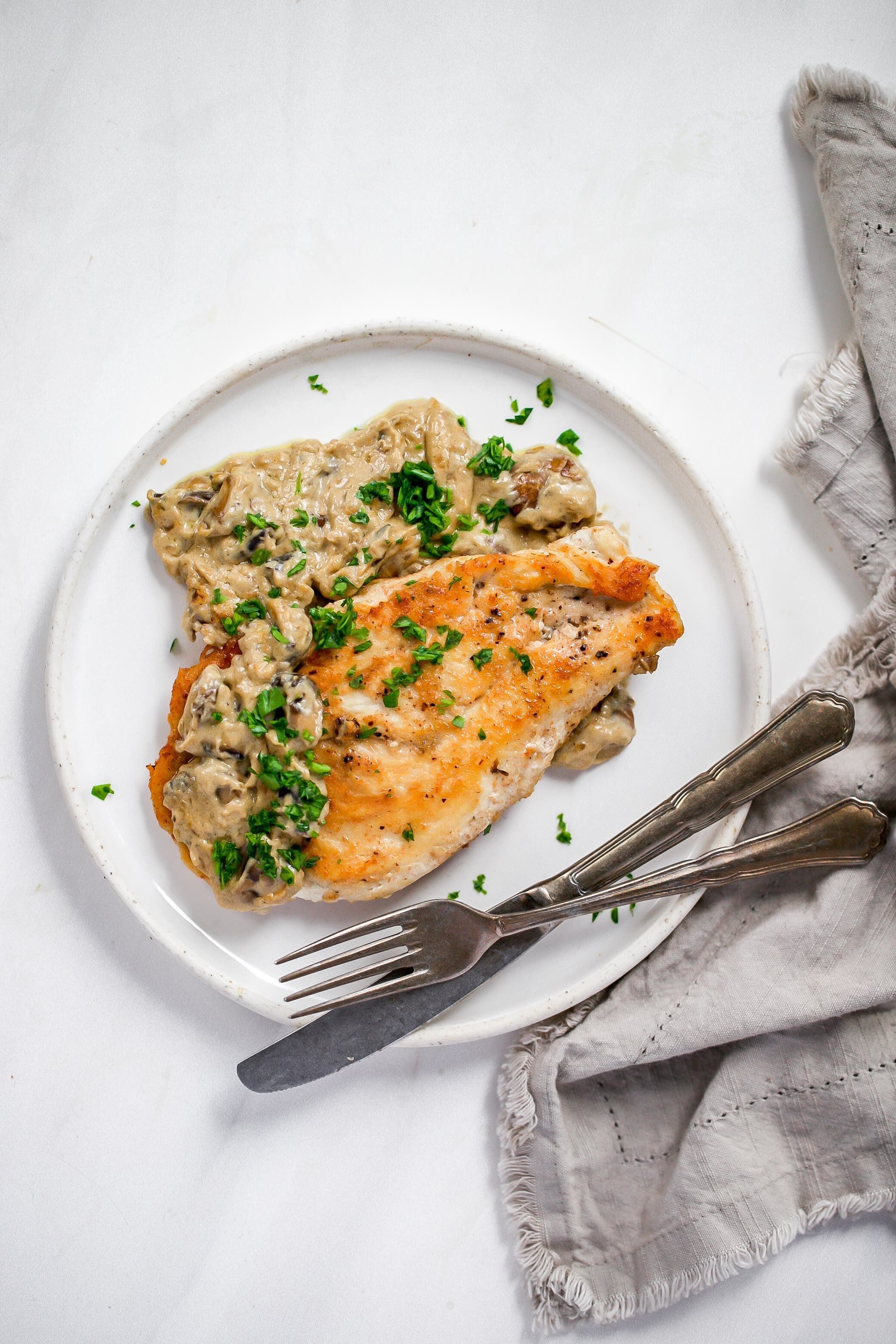 Chicken with Dairy-Free Creamy Mushroom Sauce