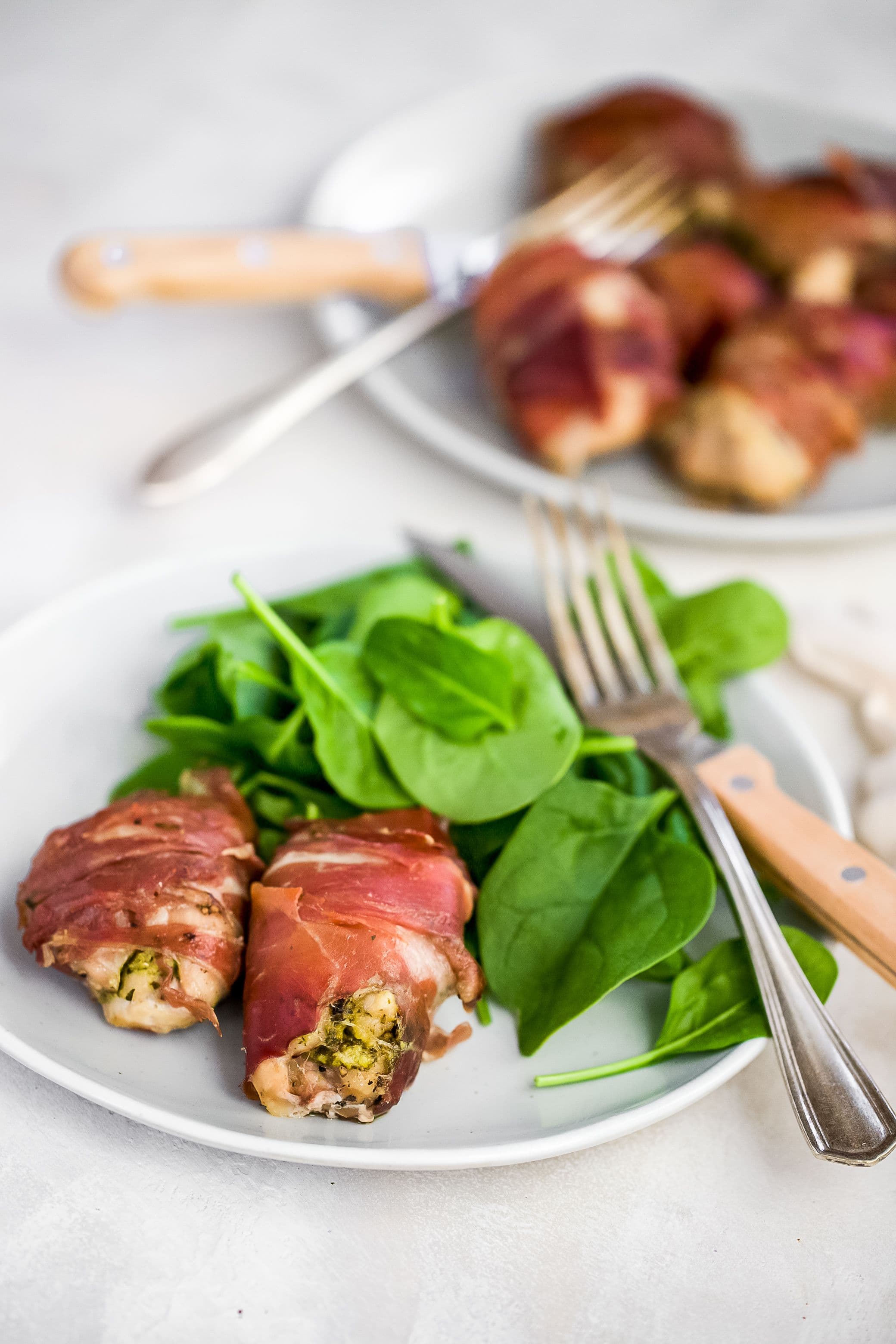 Prosciutto Wrapped Pesto Stuffed Chicken