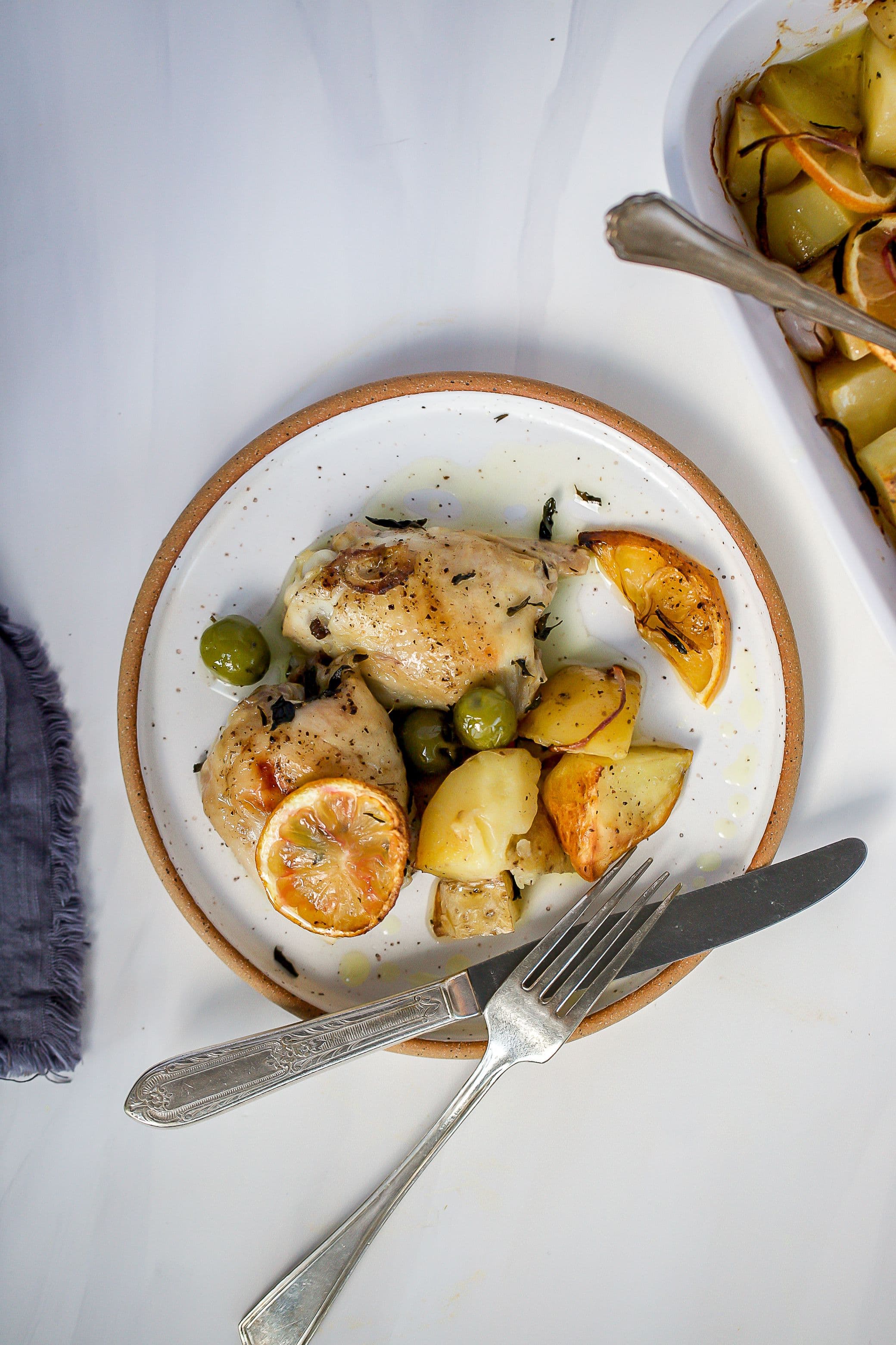 One Pan Greek Chicken Thighs